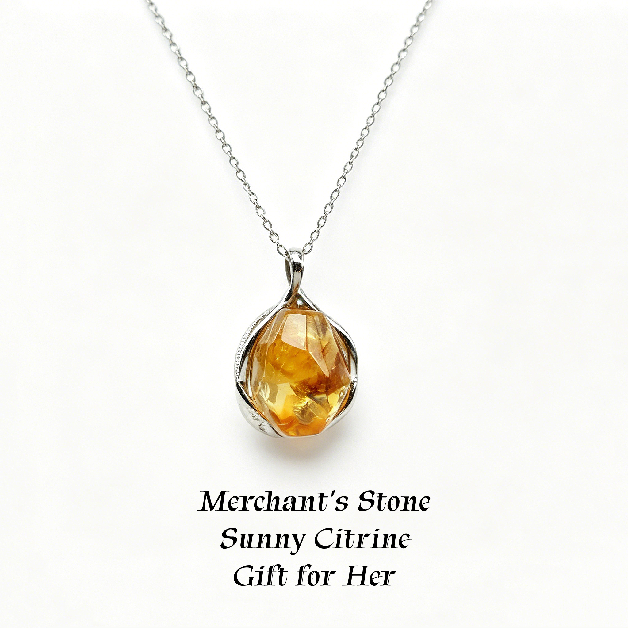 Natural Citrine Pendant Necklace