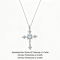Natural Aquamarine Cross Necklace