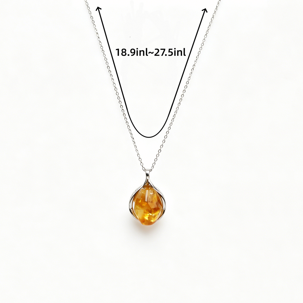 Natural Citrine Pendant Necklace