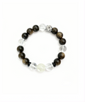 Wood & Clear Quartz Geometric Bracelet