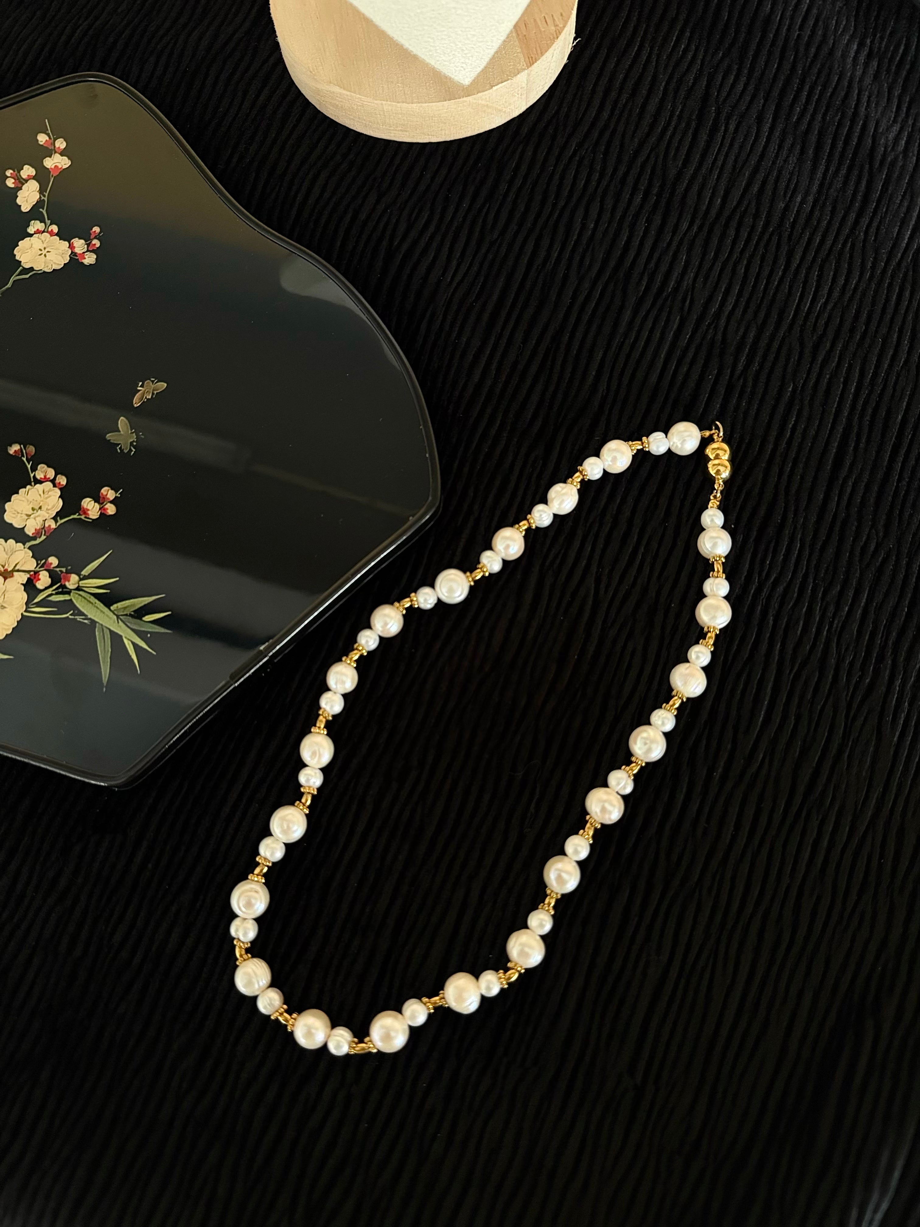 Vintage Pearl Necklace with Magnetic Clasp