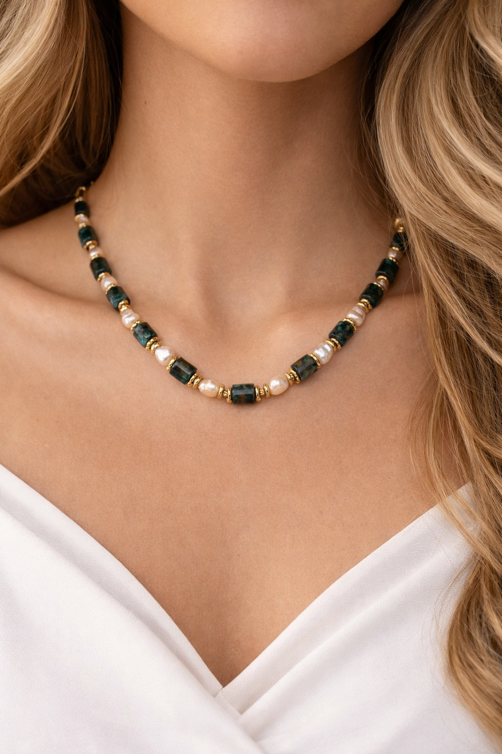 Turquoise Agate Pearl Necklace