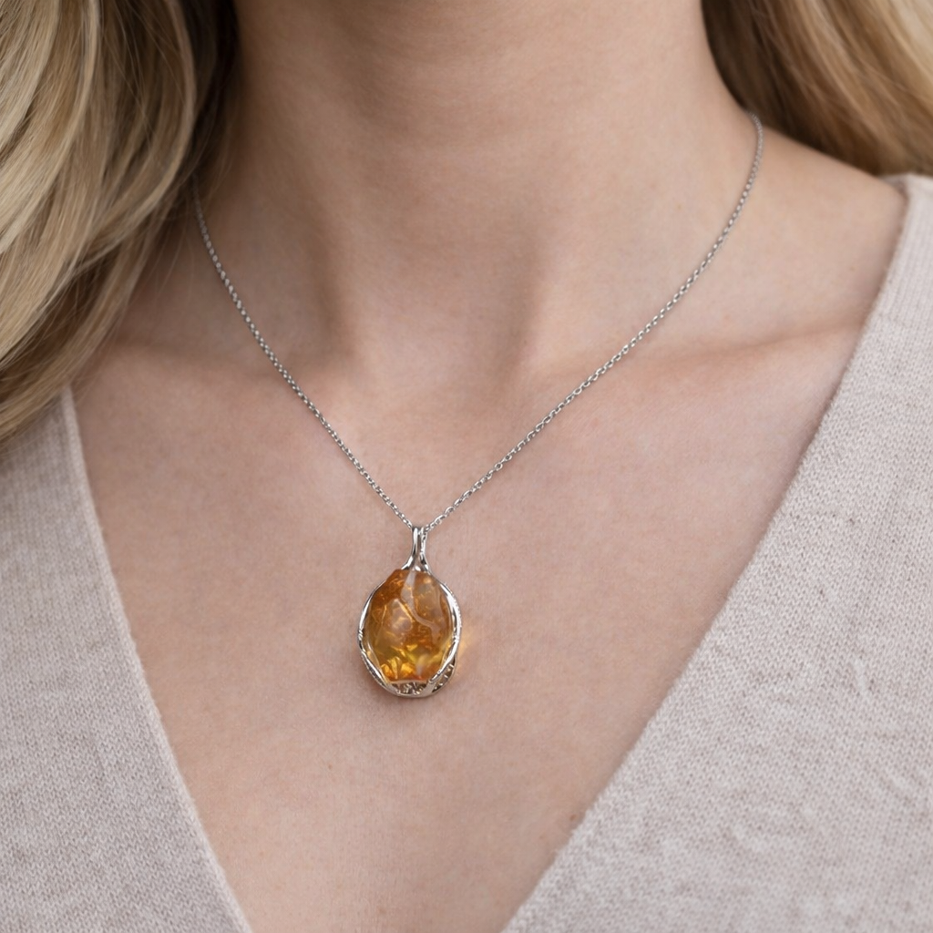 Natural Citrine Pendant Necklace