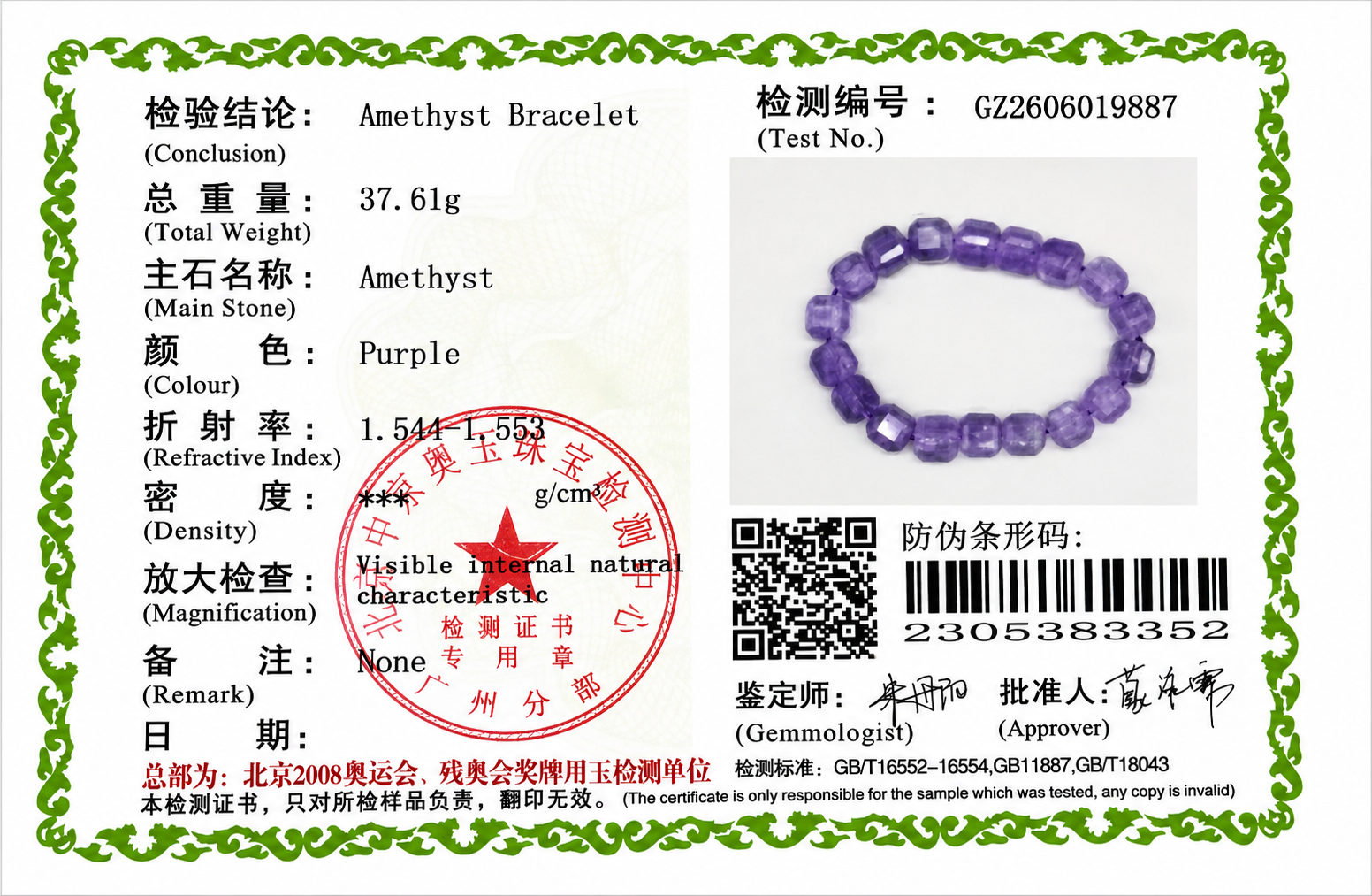 Natural Amethyst Square Bracelet