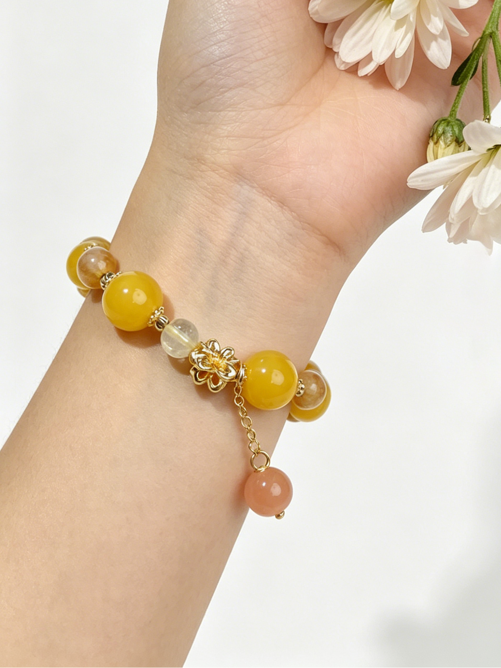 Warm Gold Fortune-Attracting Multi-Treasure Crystal Bracelet