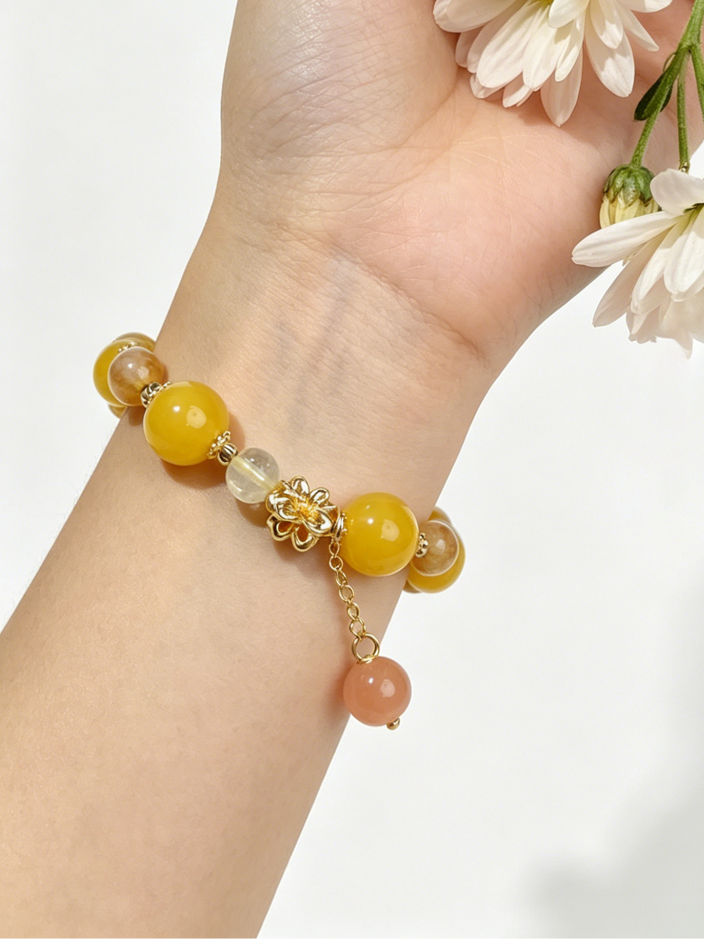Warm Gold Fortune-Attracting Multi-Treasure Crystal Bracelet