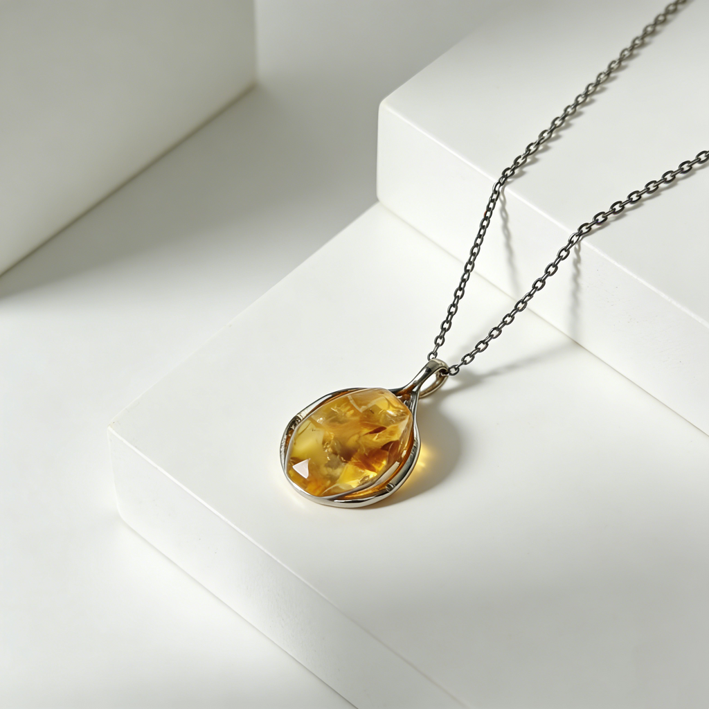 Natural Citrine Pendant Necklace