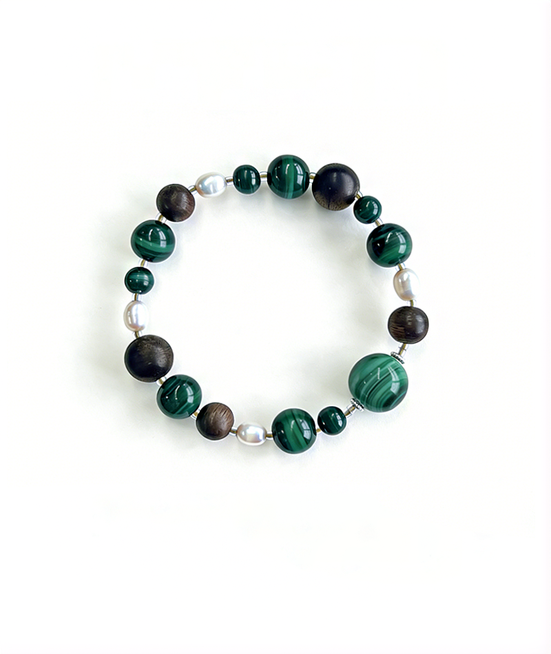 Malachite and Aloeswood Pearl Bracelet
