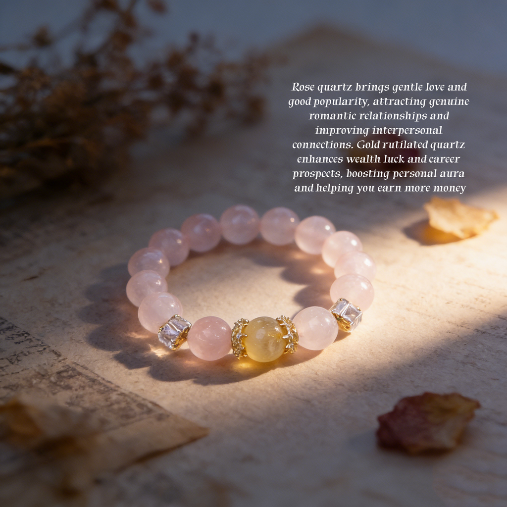 Peach Pink Crystal Bracelet