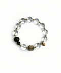 Luminous Clear White Crystal &amp; Enamel Wood Charm Bracelet