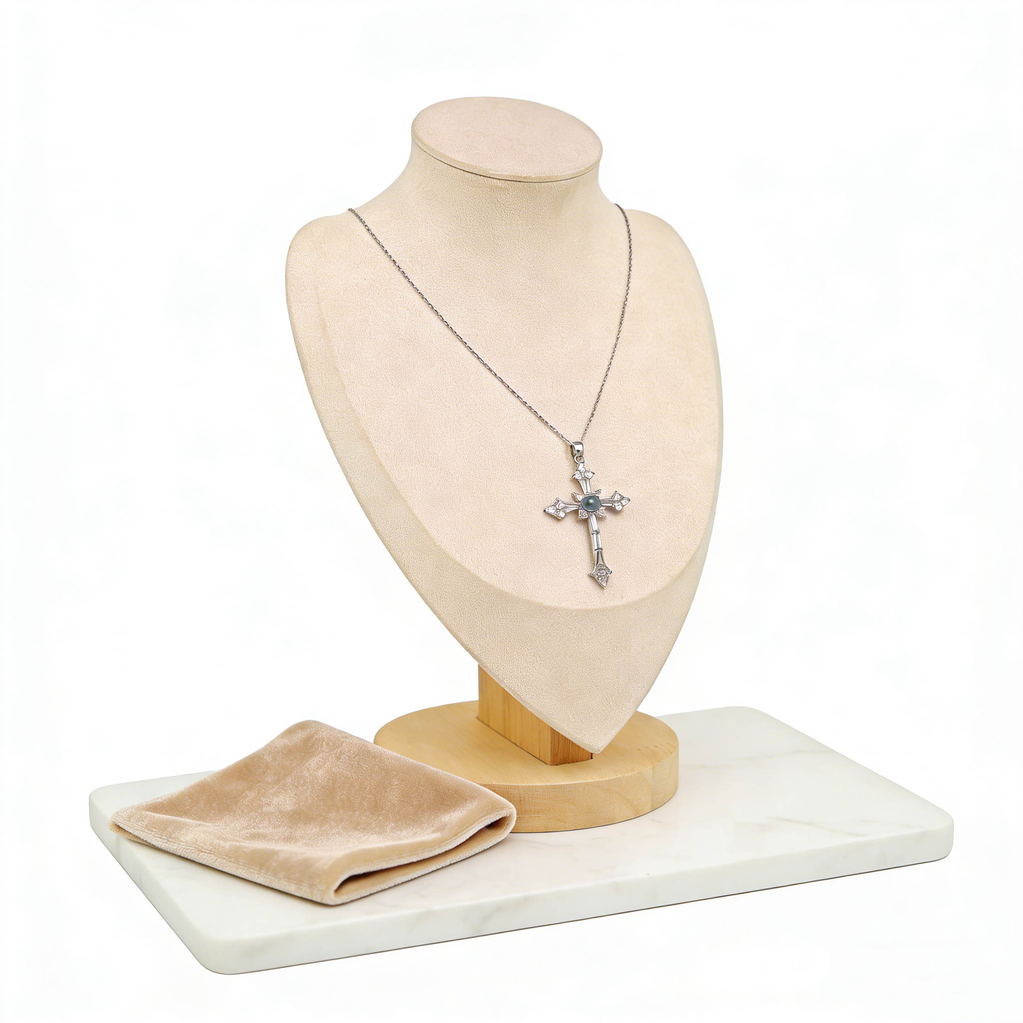 Natural Aquamarine Cross Necklace