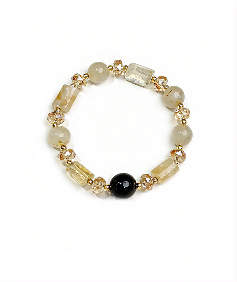 Black bead and citrine bracelet