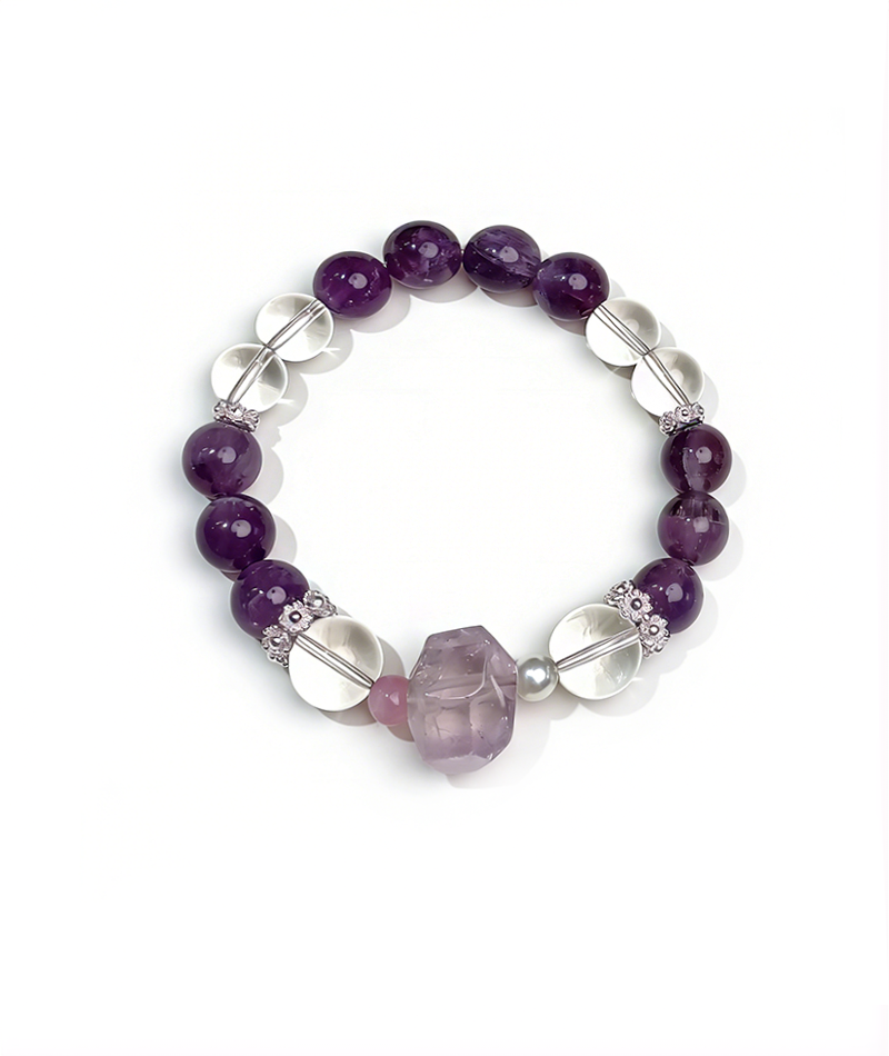 Amethyst and Clear Quartz Bracelet
