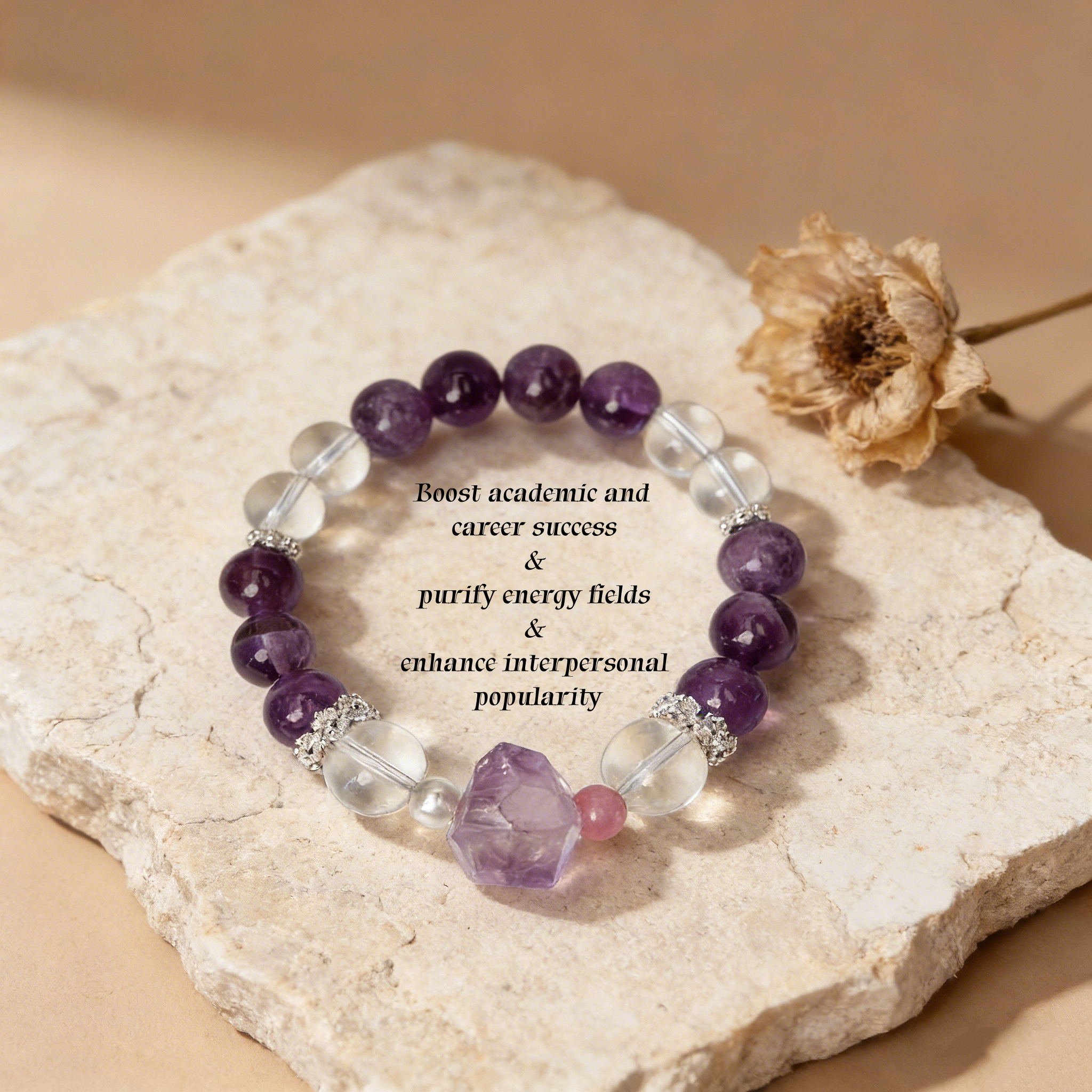 Amethyst and Clear Quartz Bracelet