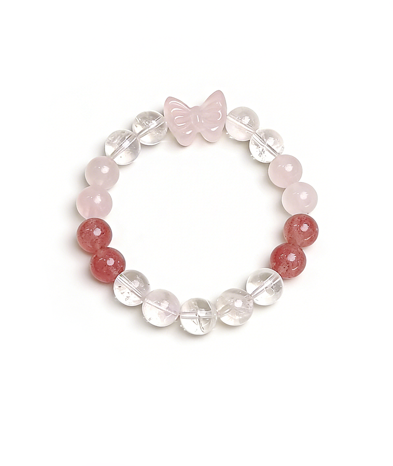 Rose Quartz Bow Strawberry Quartz Bracelet