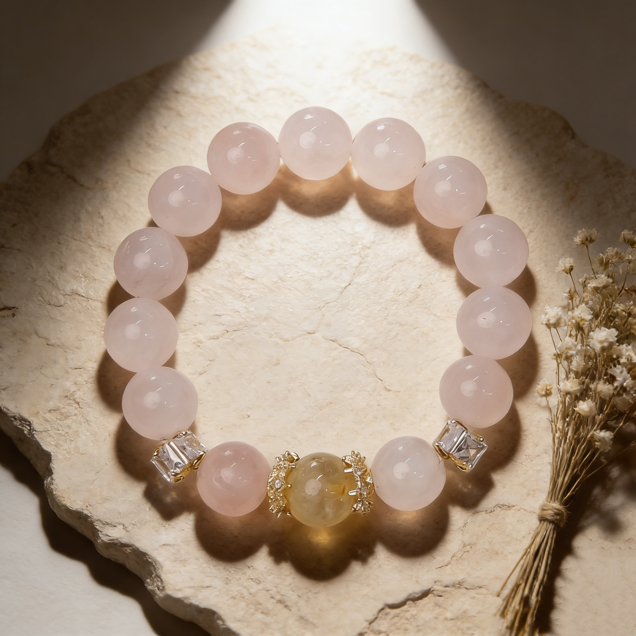 Peach Pink Crystal Bracelet