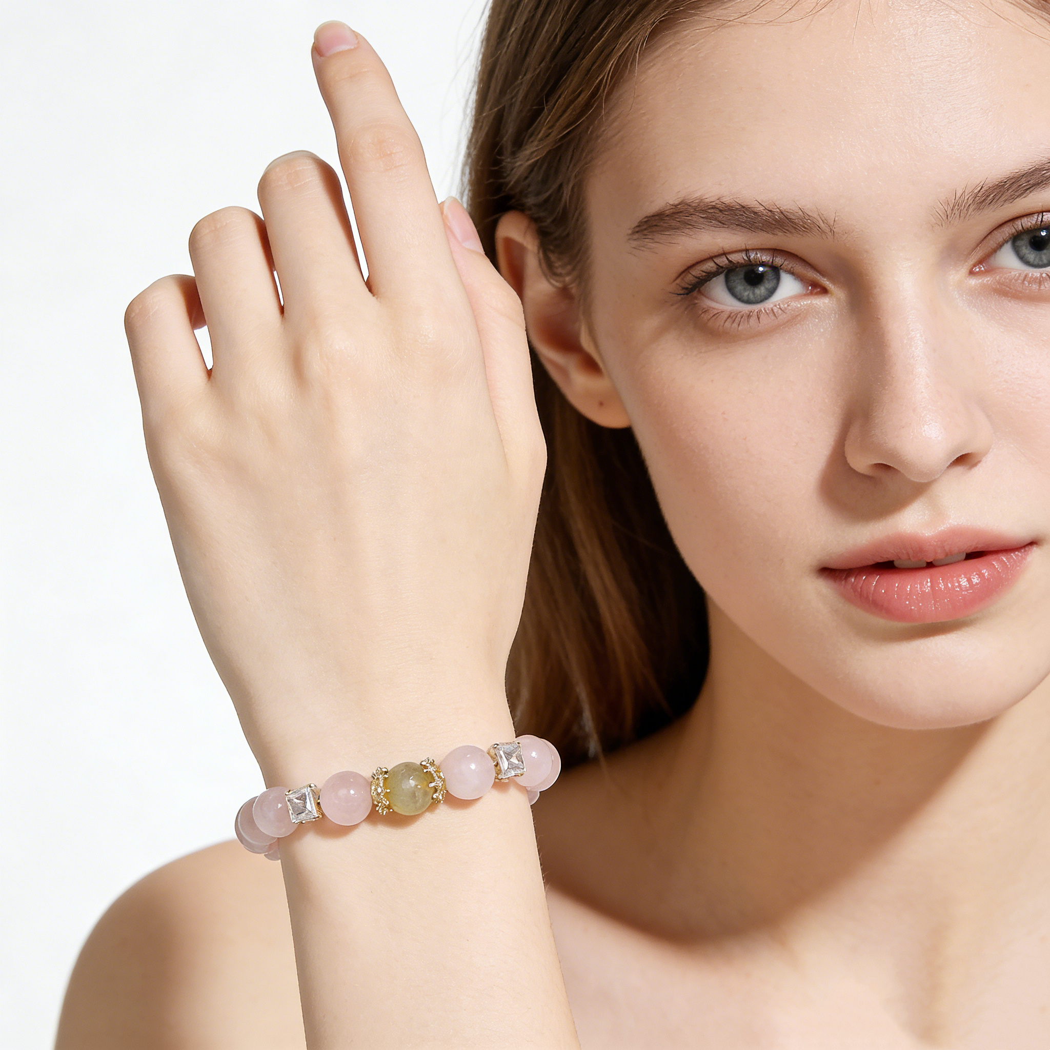 Peach Pink Crystal Bracelet