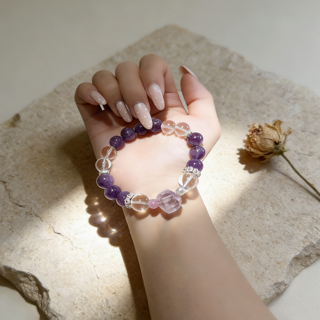 Amethyst and Clear Quartz Bracelet
