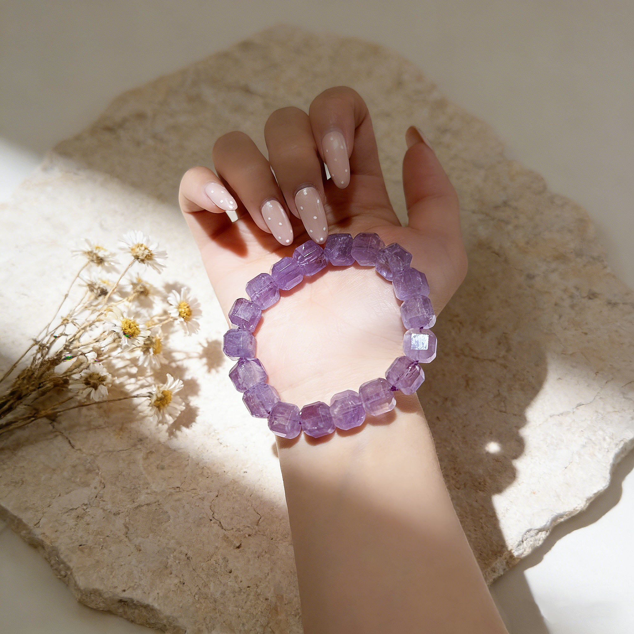 Natural Amethyst Square Bracelet