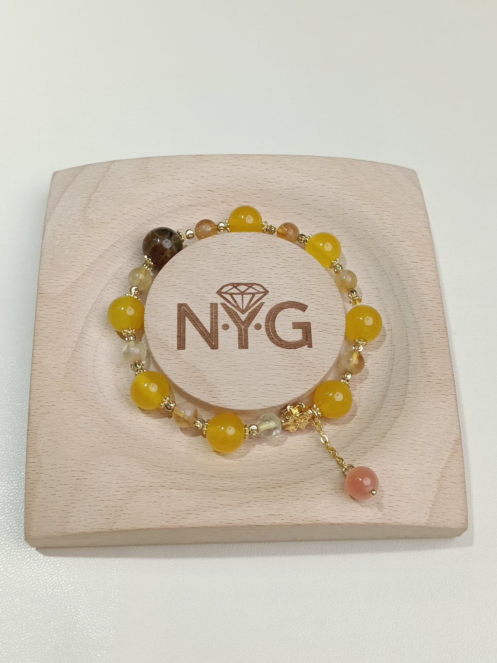 Warm Gold Fortune-Attracting Multi-Treasure Crystal Bracelet