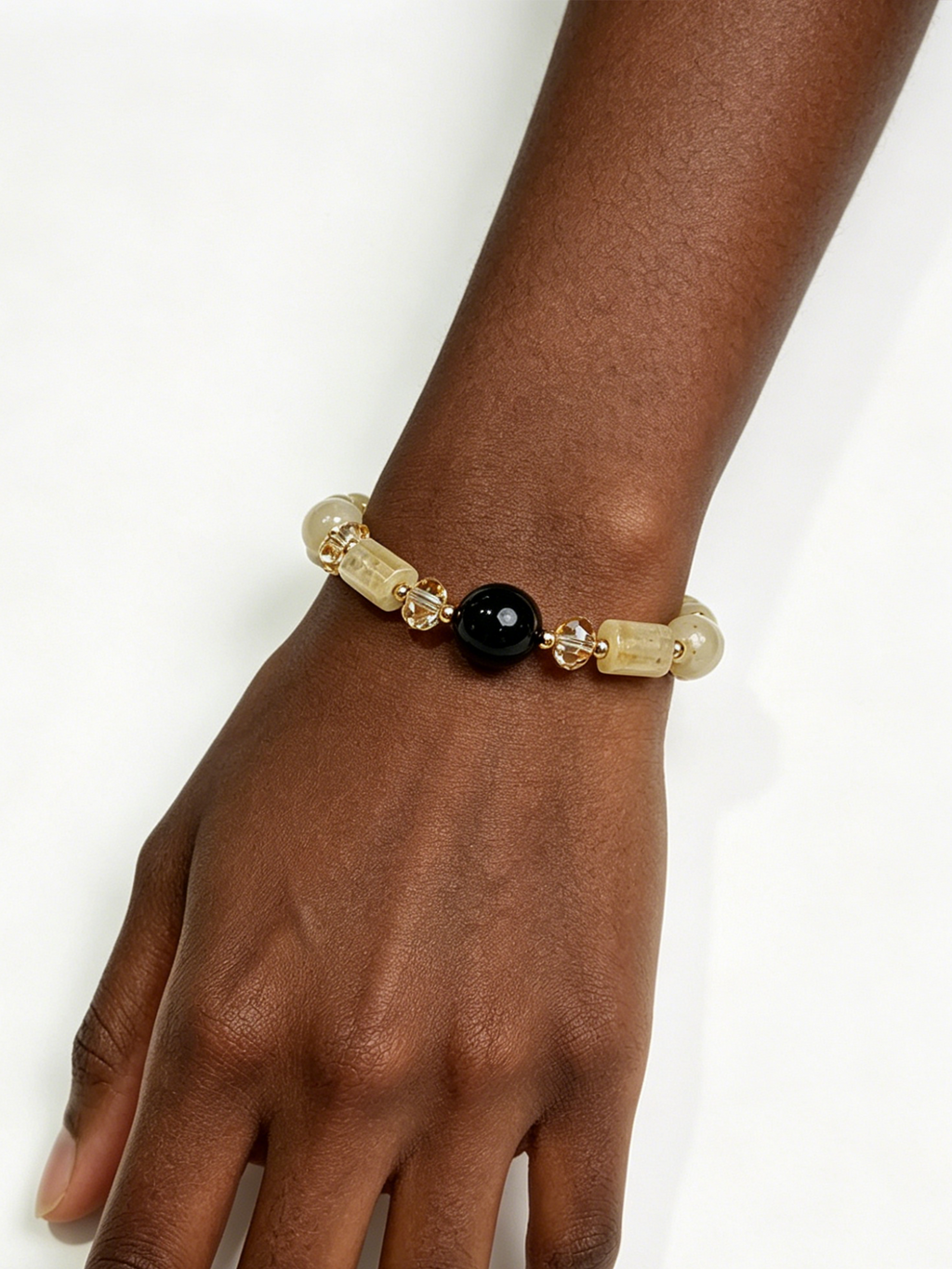 Black bead and citrine bracelet